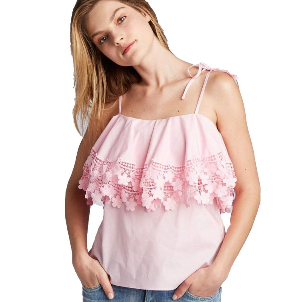 Amanda Uprichard NWT Pink Embroidered Tank Top SM